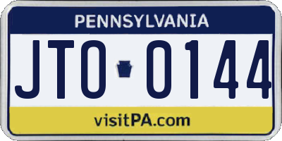PA license plate JTO0144