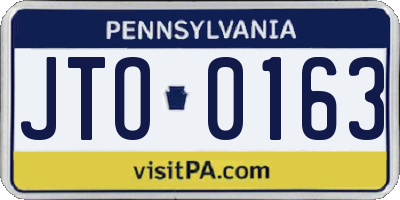 PA license plate JTO0163