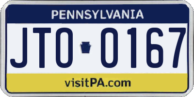 PA license plate JTO0167
