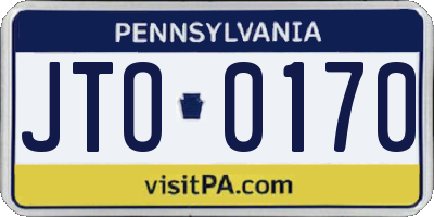 PA license plate JTO0170