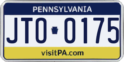 PA license plate JTO0175