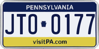 PA license plate JTO0177