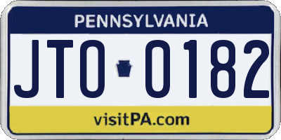 PA license plate JTO0182