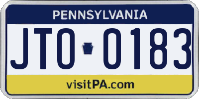 PA license plate JTO0183