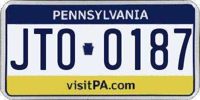 PA license plate JTO0187