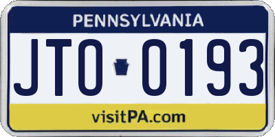 PA license plate JTO0193