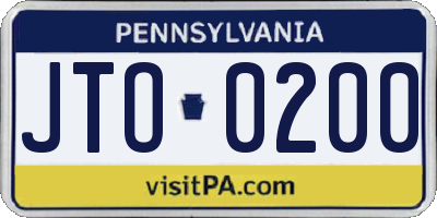 PA license plate JTO0200