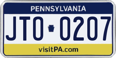 PA license plate JTO0207