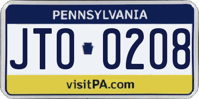 PA license plate JTO0208