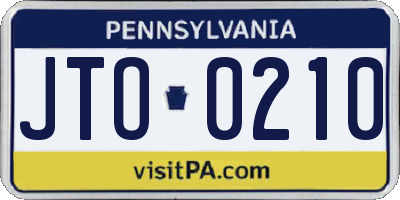 PA license plate JTO0210