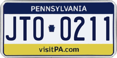 PA license plate JTO0211