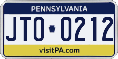 PA license plate JTO0212