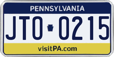 PA license plate JTO0215