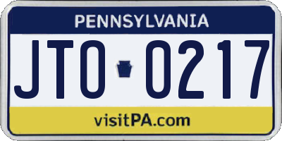 PA license plate JTO0217