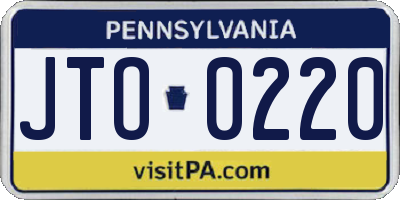 PA license plate JTO0220