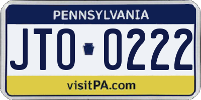 PA license plate JTO0222