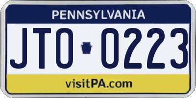 PA license plate JTO0223