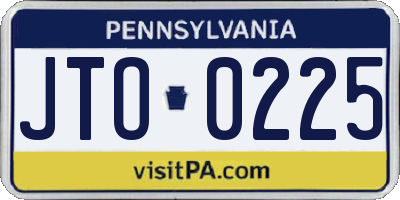 PA license plate JTO0225