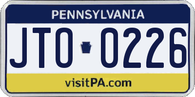 PA license plate JTO0226