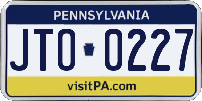 PA license plate JTO0227