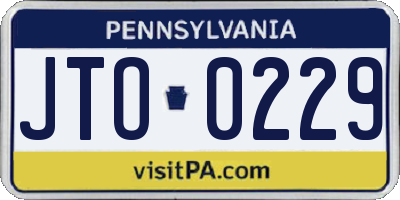 PA license plate JTO0229
