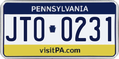 PA license plate JTO0231