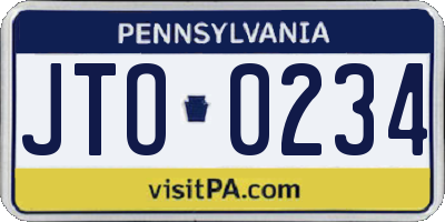 PA license plate JTO0234