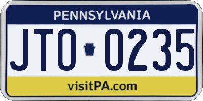 PA license plate JTO0235