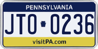 PA license plate JTO0236