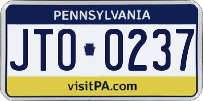 PA license plate JTO0237