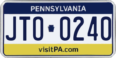 PA license plate JTO0240