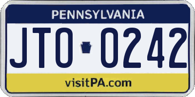 PA license plate JTO0242