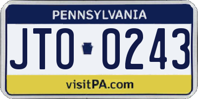 PA license plate JTO0243