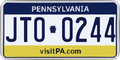 PA license plate JTO0244