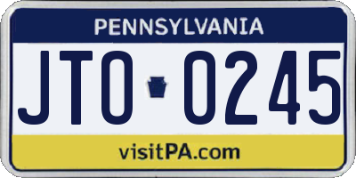 PA license plate JTO0245