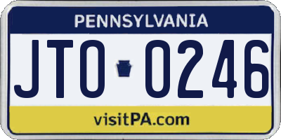 PA license plate JTO0246
