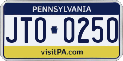 PA license plate JTO0250