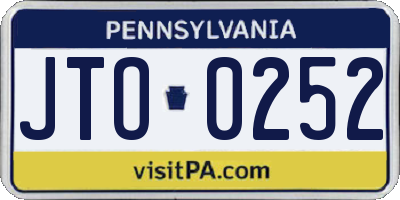 PA license plate JTO0252