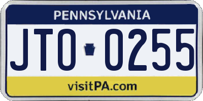 PA license plate JTO0255