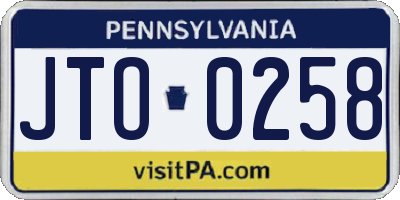 PA license plate JTO0258
