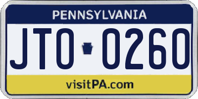 PA license plate JTO0260