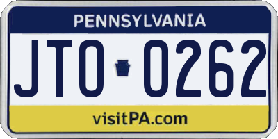 PA license plate JTO0262