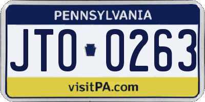 PA license plate JTO0263