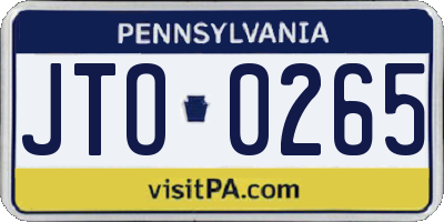 PA license plate JTO0265