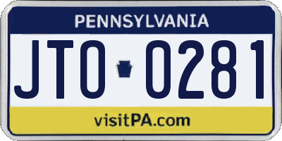 PA license plate JTO0281