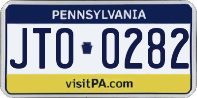 PA license plate JTO0282