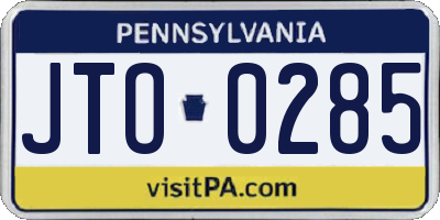 PA license plate JTO0285
