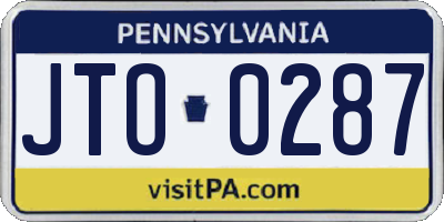 PA license plate JTO0287