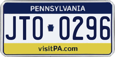PA license plate JTO0296