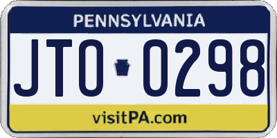 PA license plate JTO0298
